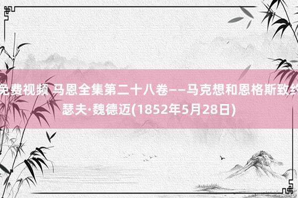 免费视频 马恩全集第二十八卷——马克想和恩格斯致约瑟夫·魏德迈(1852年5月28日)