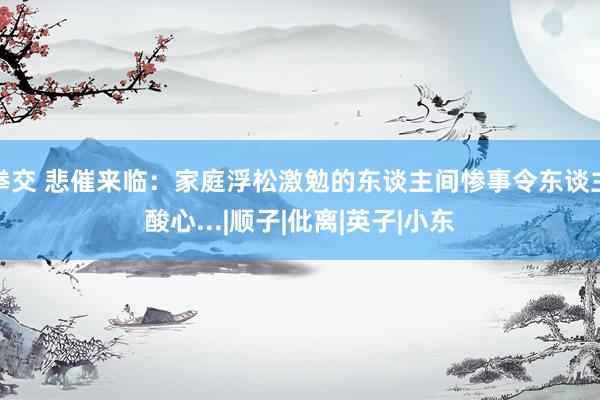 拳交 悲催来临：家庭浮松激勉的东谈主间惨事令东谈主酸心...|顺子|仳离|英子|小东